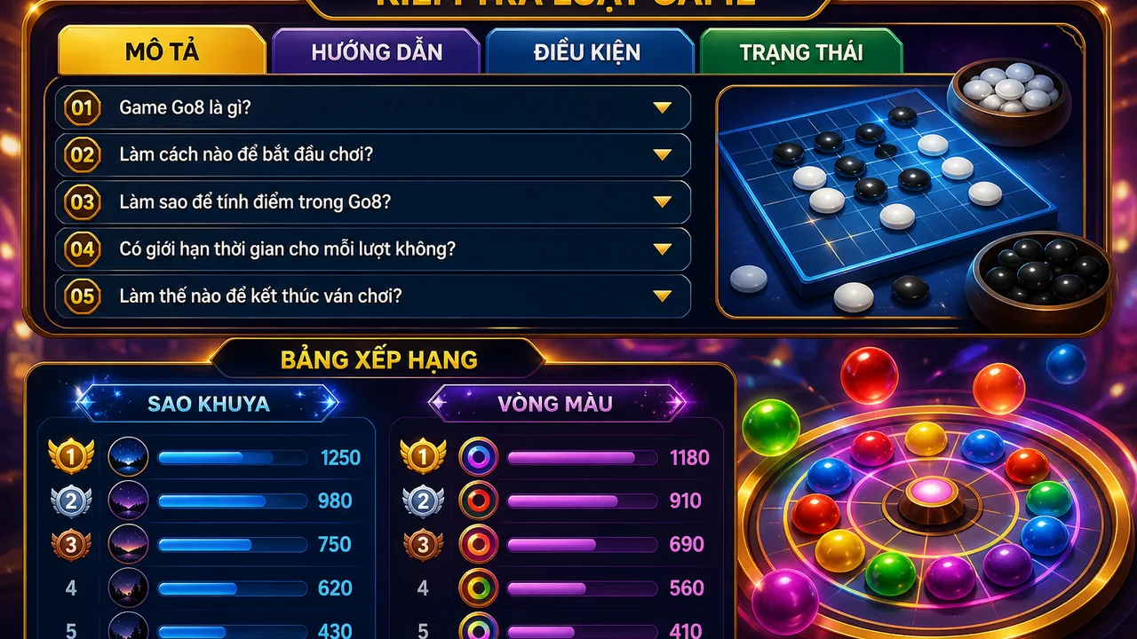 Bảng xếp hạng game và cách kiểm tra luật go8 trước khi chơi