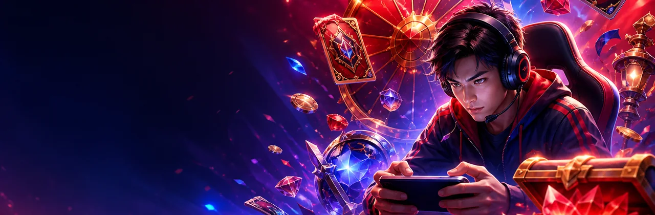 Banner game go8 nổi bật với vòng quay và pha lê