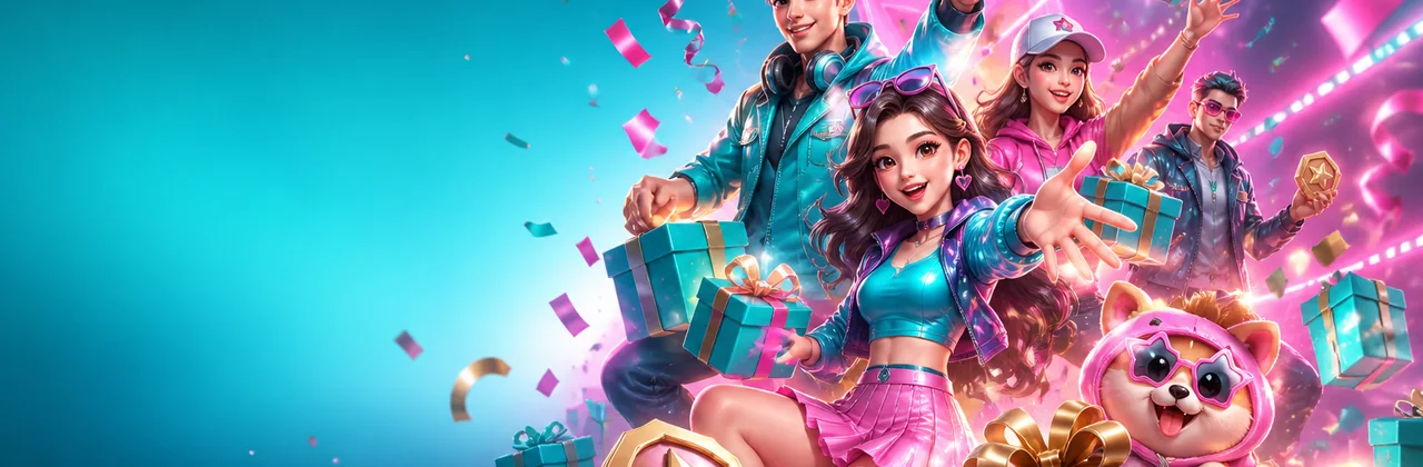 Banner ưu đãi go8 với hộp quà và huy hiệu lễ hội
